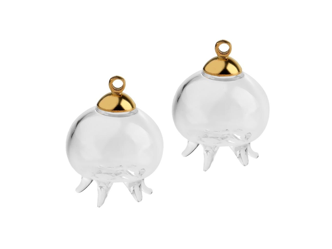 2 Mini Botellas Vacías de Vidrio con Forma de Medusa, Colgantes de Deseos, Adornos Dorados Rosewell