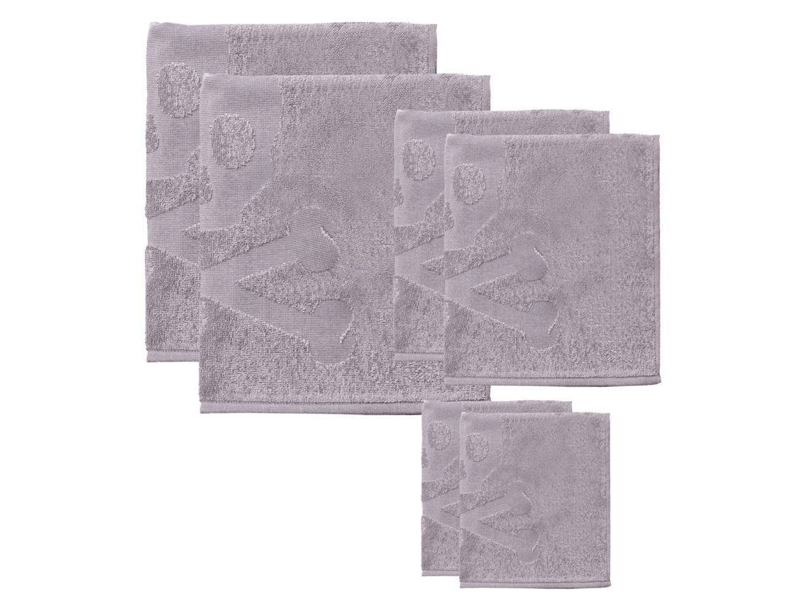 Set 6 De Toallas De Baño Calavera 100algodón Gris Scalpers Home