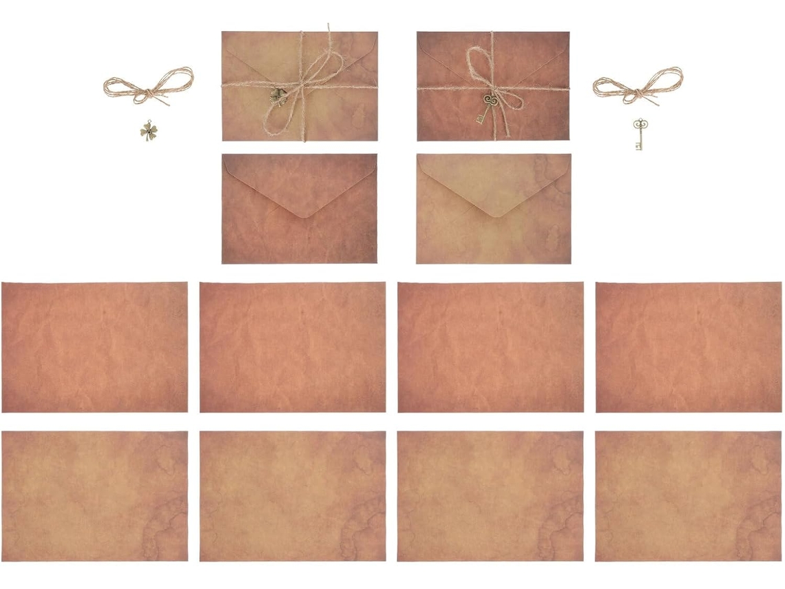 Set de 2 artículos de papelería vintage con sobres y papel para San Valentín GOKOCO