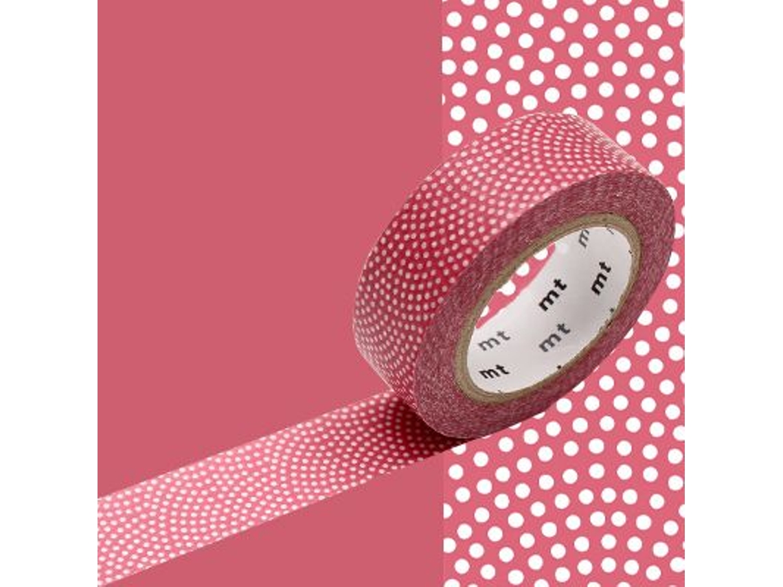 Cinta adhesiva decorativa con puntos - Rosa - 1,5 cmx7 m