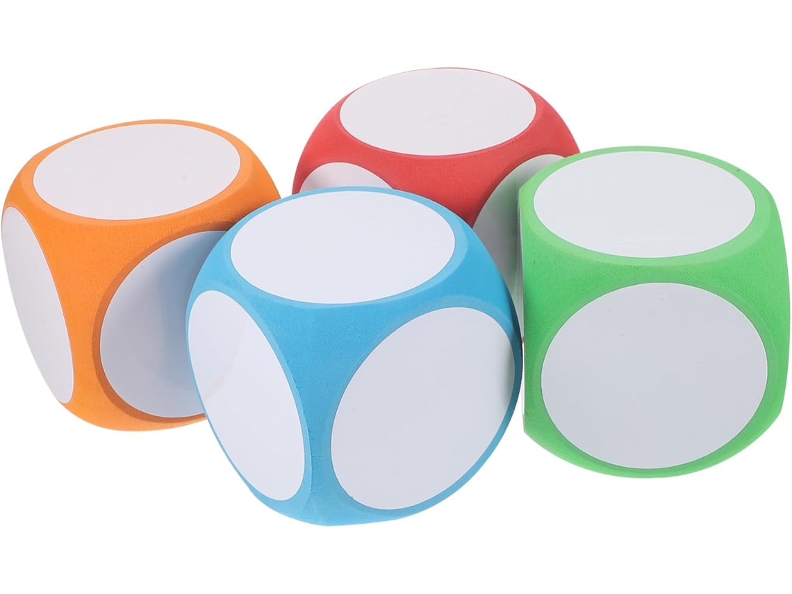 Dados De Espuma Borrable En Blanco Para Juegos Educativos Multifuncionales De Bricolaje.