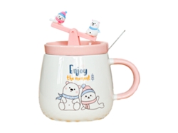 Taza de cerámica de 350 ml con tapa Taza de agua para desayuno de oficina creativa NEVEANCE
