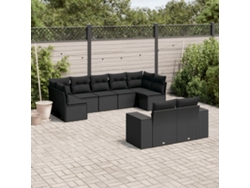 Conjunto de sofás de jardín de 9 piezas DKD Home Decor con cojines de mimbre negros