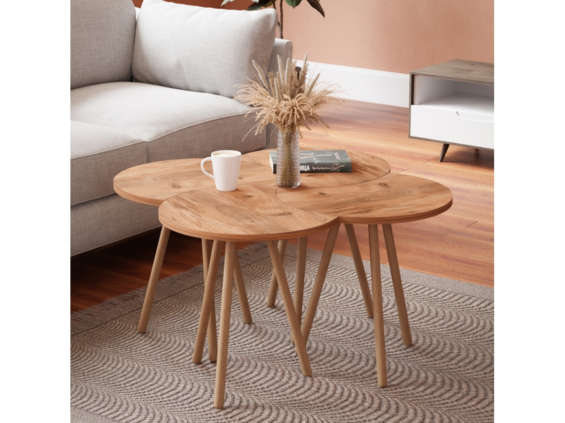 Mesa de Centro [EN.CASA] (Marrón - Aglomerado de Madera - 48 x 77 x 77 cm)