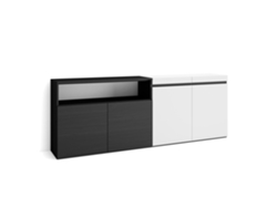 Aparadores para salón 200x75x35cm 4 Puertas Armario zapatero Blanco y negro