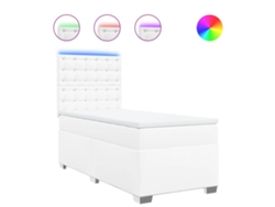 Maison Exclusive - Cama Box Spring Con Colchón Cuero Sintético Blanco 90x190 Cm