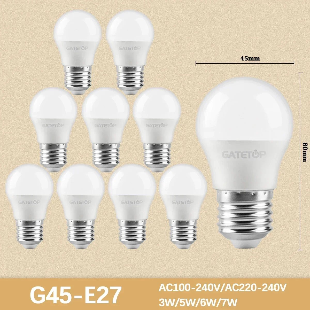 (g45 E27, Luz Natural 4000k) 10 Mini Bombillas Led De Alto Lumen, Sin Parpadeo, Adecuadas Para La Iluminación De Habitaciones Del Hogar.