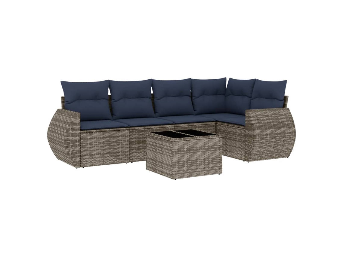 Maison Exclusive - Conjunto De Sofá De Jardín De 6 Piezas Con Cojines, Poliratán Gris