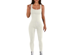 Mono ajustado sin mangas para mujer, mono de yoga acanalado, mono de una pieza sin mangas, mono de ejercicio Rosewell blanco XL