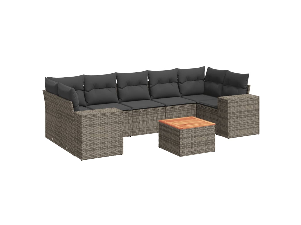 Maison Exclusive - Set De Sofás De Jardín 8 Pzas Y Cojines Ratán Sintético Gris