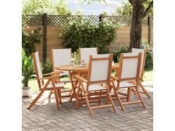 Juego de comedor de jardín de 7 piezas de acacia maciza y textilene Dkd Home Decor