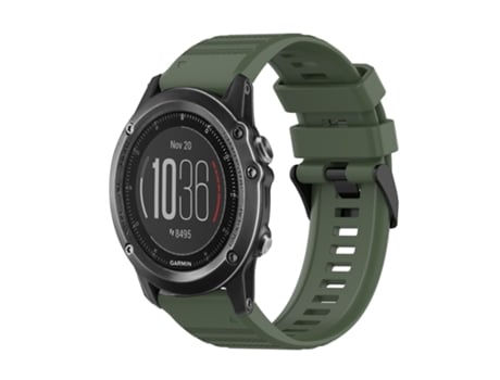 Correa de reloj inteligente para Garmin Fenix 3 Zafiro 26 mm Correa de silicona texturizada horizontal con herramienta de extracción (verde militar)