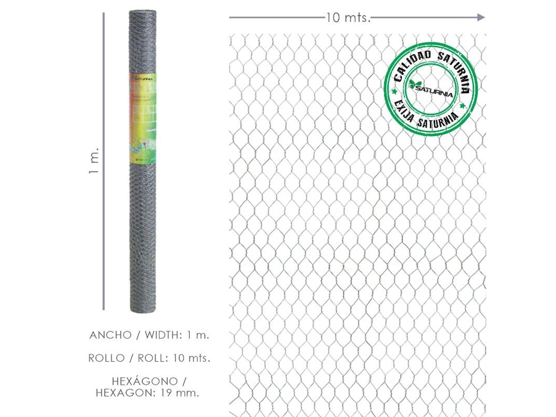 Enrejado Triple Torsion 19 / Ancho 100 cm Rollo 10 Metros Uso Domestico SATURNIA