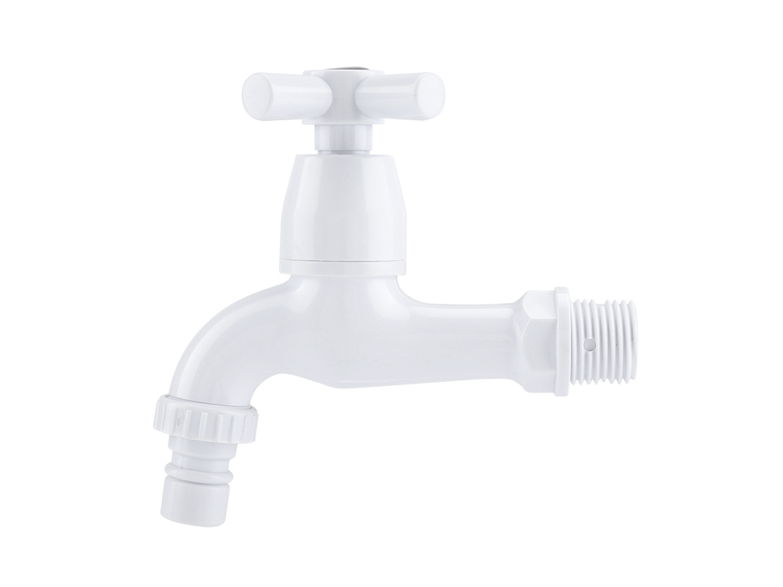Grifo De Agua De Abs Cromado Con Palanca En Cruz G1/2 Y Caño Para Lavadora/lavabo De Baño.
