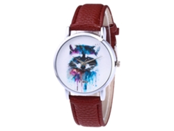 Reloj De Cuarzo Con Correa De Cuero, Bonito Estampado De Animales, Decoración Artesanal Para Mujer, Estilo Café.