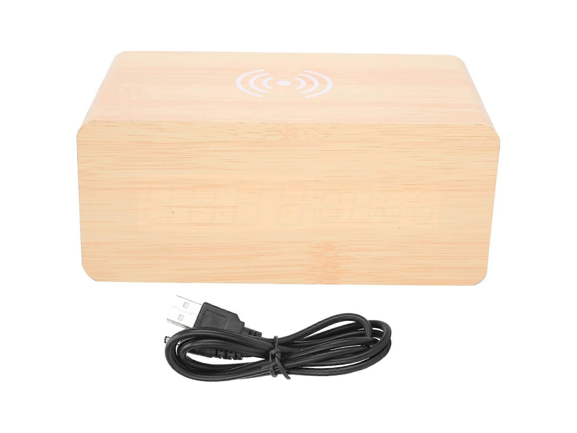 Minialtavoz despertador multifuncional de madera, 2000 mAh, inalámbrico, Bluetooth, estéreo (amarillo, Woo Yunzii)