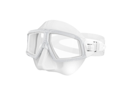 Máscara de buceo Hexinyigjly con visión de 180°, antivaho e impermeable, blanca.