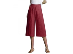 2026-pantalones Para Mulher De Algodão E Linho, Casuais Abertos De Cintura Alta Com Bolsos Para Verão Praia Ginásio L Rojo