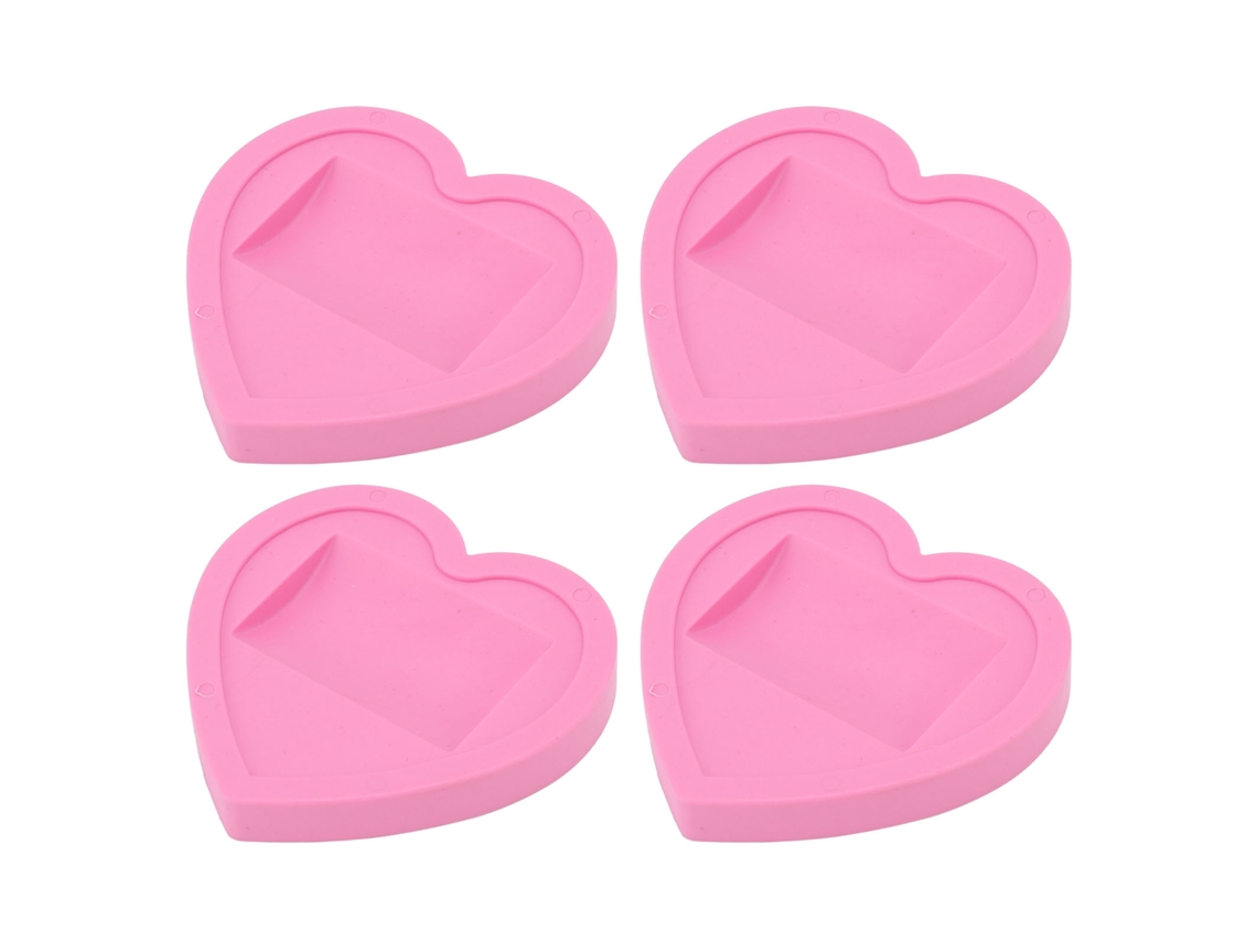 4 Protectores De Ruedas Universales De Goma Con Estampado De Corazón Rosa, Silenciosos Y Protectores Para Muebles