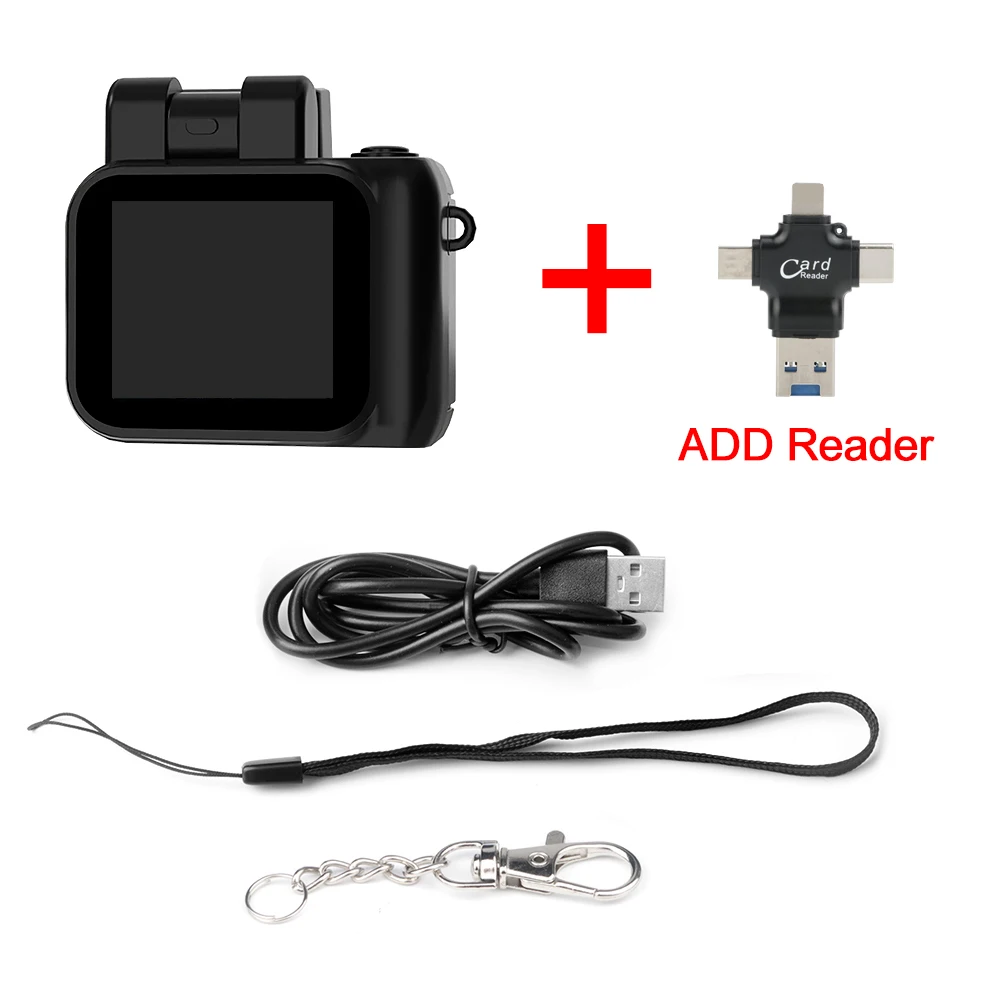Minicámara Réflex Digital Para Niños (negra + Lector De Tarjetas - 16 Gb) Con Flash Y Base Para Batería, 1080p, Pantalla Lcd
