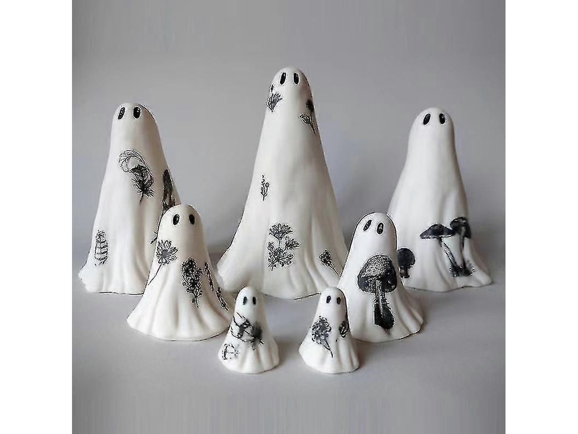 7 Piezas De Adornos De Fantasmas De Halloween En Miniatura, De Resina, Para Decoración Del Hogar, Accesorios Espeluznantes.