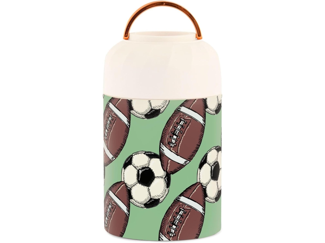 Recipiente Térmico De Acero Inoxidable Con Cuchara Para Mantener La Comida Caliente Diseño Fútbol Verde 500...