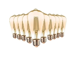 Paquete De 10 Bombillas Led E27 7w St64 2200k, Tipo Edison, Temperatura