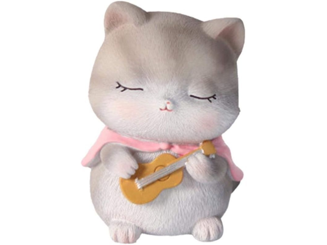 Figura De Gato Fiddler Decoración De Coche Cabeza Bobble Resina Adorno De Pastel Accesorio Artístico