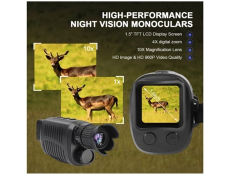 Gafas de visión nocturna para adultos Gafas de visión nocturna infrarroja 1080P Full Hd Guardar fotos y videos para caza Viajes Vigilancia negro