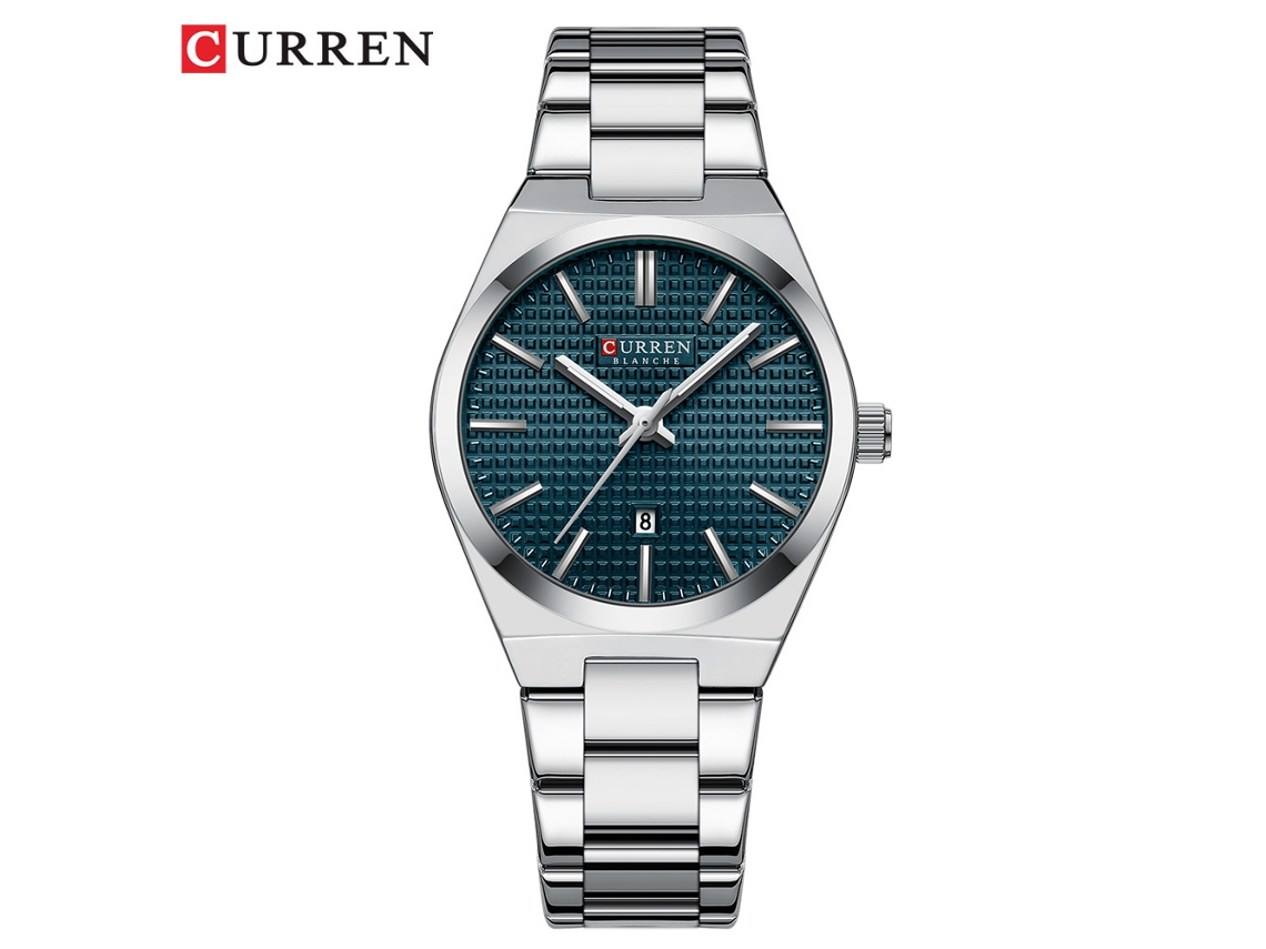 Reloj De Pulsera Redondo Para Mujer Con Esfera Pequeña Y Calendario (azul), Resistente Al Agua.