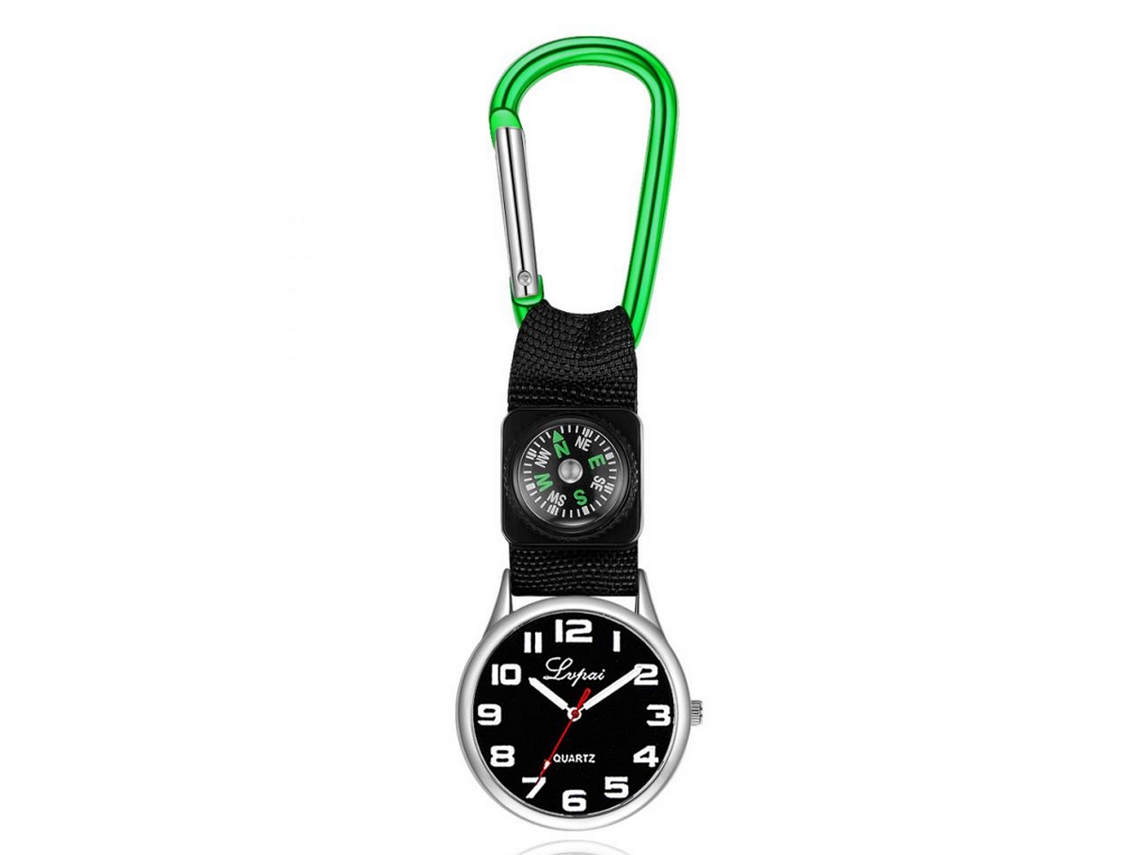 Reloj Deportivo Multifuncional Con Brújula Y Mosquetón Para Acampada Y Escalada (verde)