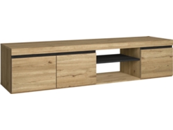 Mueble Tv Naturale Color Roble Y Negro, 2 Puertas Y 2 Compartimentos, 160x40x41cm