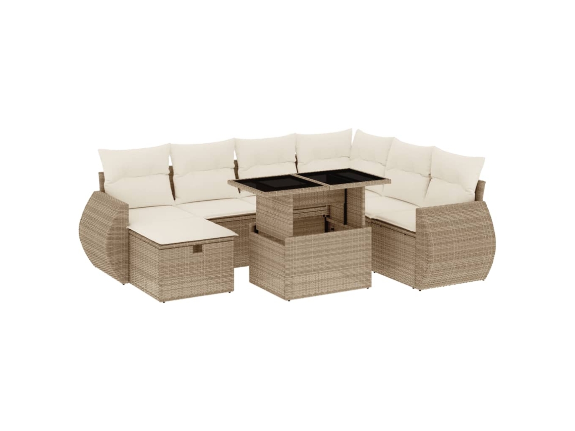 Conjunto 8 de sofás de jardín y cojines VIDAXL ratán sintético beige