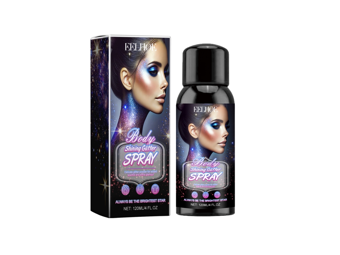 Spray iluminador con purpurina