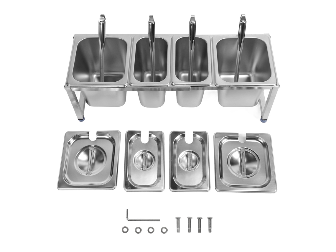 Tapa telescópica de acero inoxidable con soporte para mermelada, dispensador de condimentos para tienda de té con leche