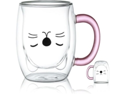 VVJIJILLY Óculos De Parede Dupla Com Isolamento Térmico, Design Fofo, Presentes Para Amantes De Gatos, Para Mulheres, Vidro Resistente Ao Calor, Material De Vid