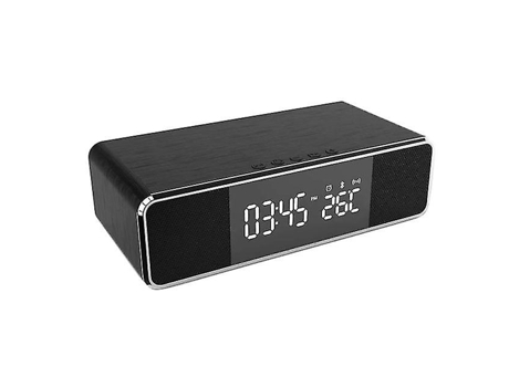 Despertador eléctrico Led reloj termómetro Digital reloj Hd con teléfono cargador inalámbrico y fecha Fm Bt Altavoz Bluetooth