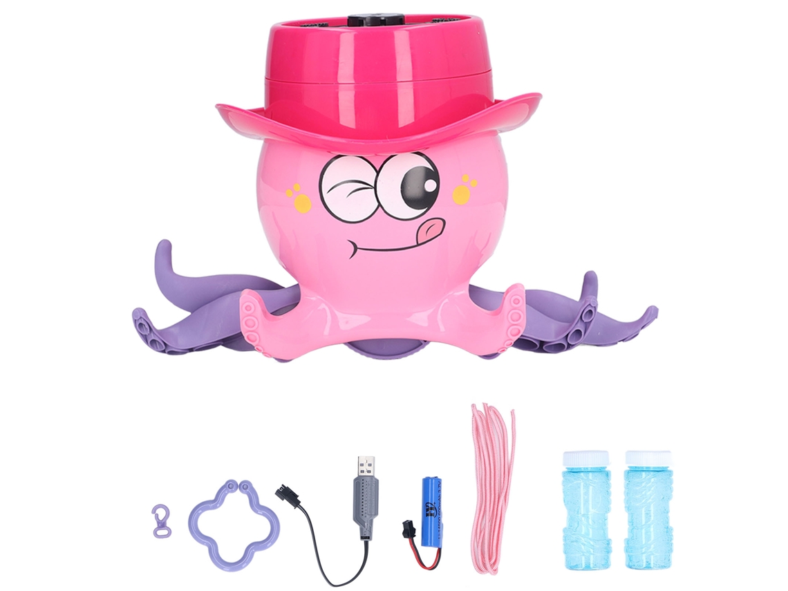 Máquina De Burbujas Automática Recargable Con Diseño De Pulpo Para Niños De 3 Años En Adelante (rosa)