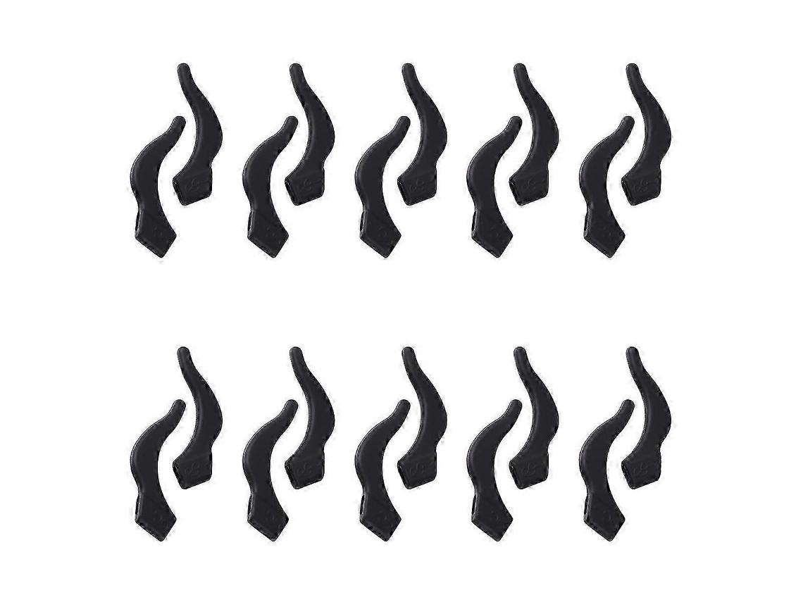 10 pares de gafas de silicona con cubierta antideslizante, gancho para la oreja y correa para la patilla GOKOCO (negras)