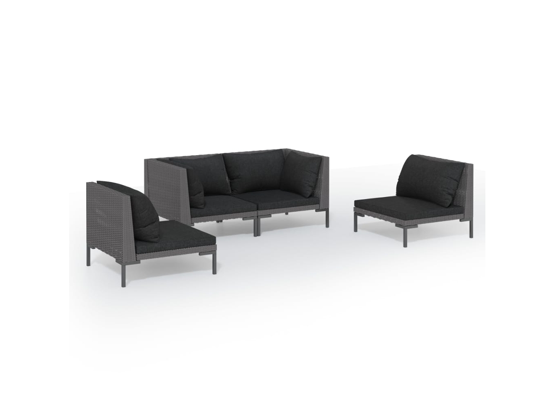 Maison Exclusive - Sofás De Jardín 4 Piezas Y Cojines Ratán Sintético Gris Oscuro