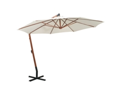 Parasol colgante con mástil de madera 350 cm blanco Dkd Home Decor