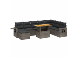 Conjunto 9 de muebles de jardín VIDAXL y cojines ratán sintético gris