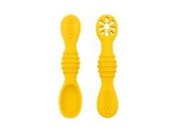 Cuchara Amarilla De Silicona Para Fideos De Arroz Para Bebés, Cuchara Amarilla De Superficie Suave.