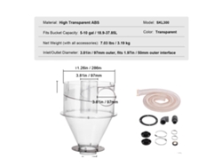 Separador de polvo ciclónico Vevor, ABS de alta transparencia, compatible con cubos de 5 a 10 galones, OEM de 4 pulgadas