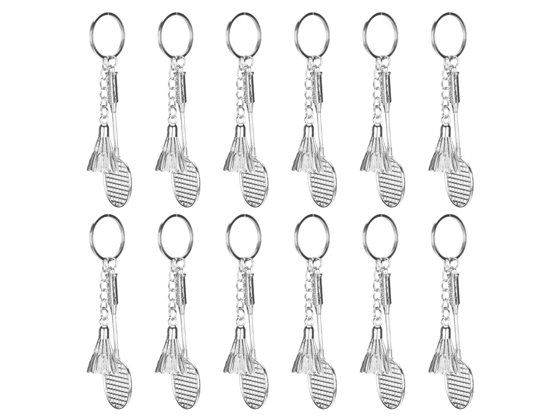 12 Llaveros De Metal Con Forma De Raqueta De Bádminton Para Amantes De La Pelota.