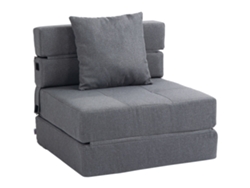 Sofá Cama/sillón Convertible Con 1 Cojín Extraíble, Tejido Gris.