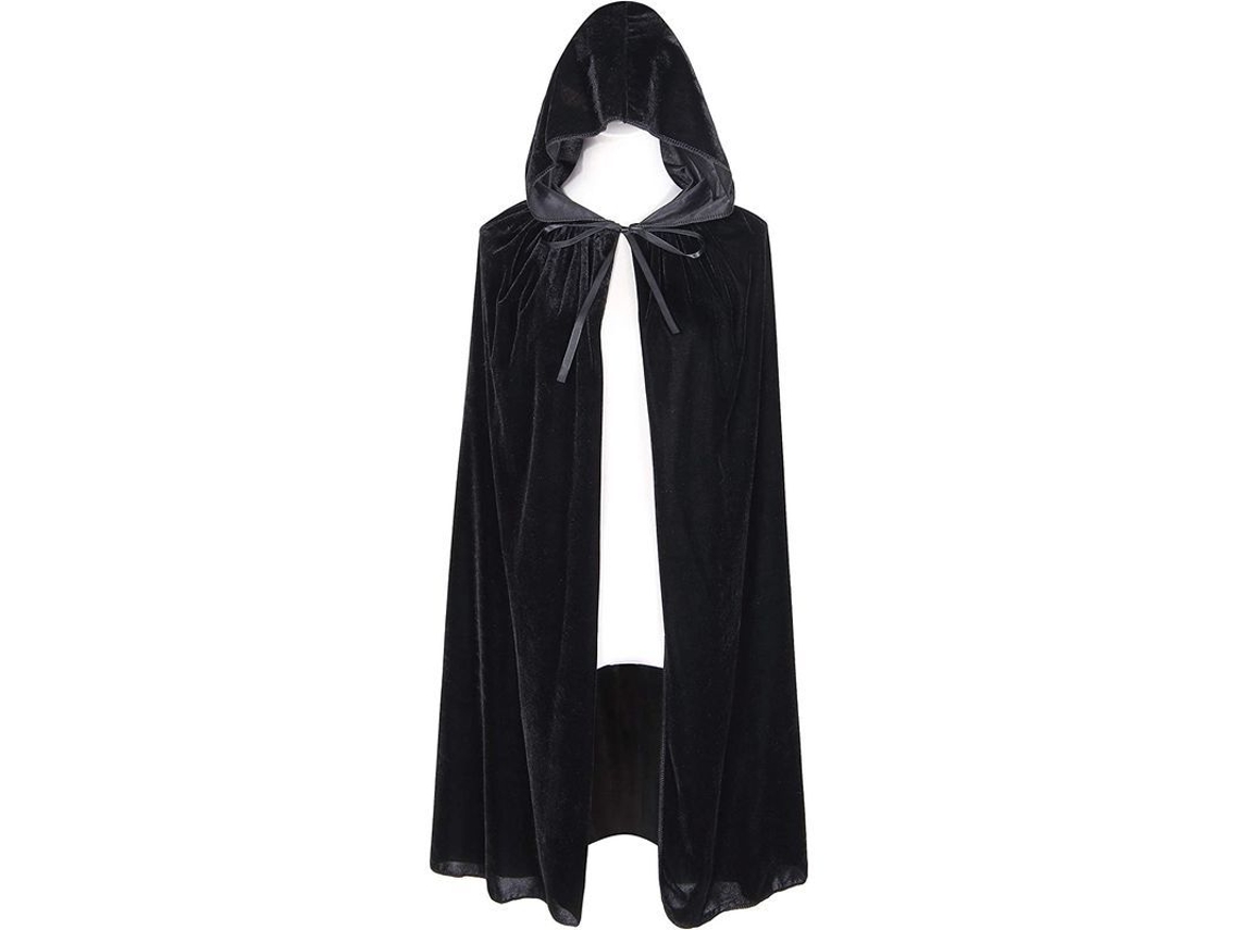 Capa Con Capucha De Terciopelo Para Niños Para Halloween, Navidad, Fiestas De Disfraces (negra)