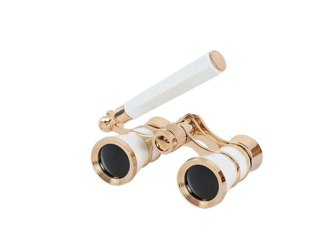 Binoculares retro 3x25 con mango óptico totalmente metálico para mujeres, Bestvite (blancos)