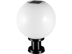 Farola Solar Blanca Con Lámpara De Globo De Acero Inoxidable Y Acrílico, Resistente A La Intemperie.