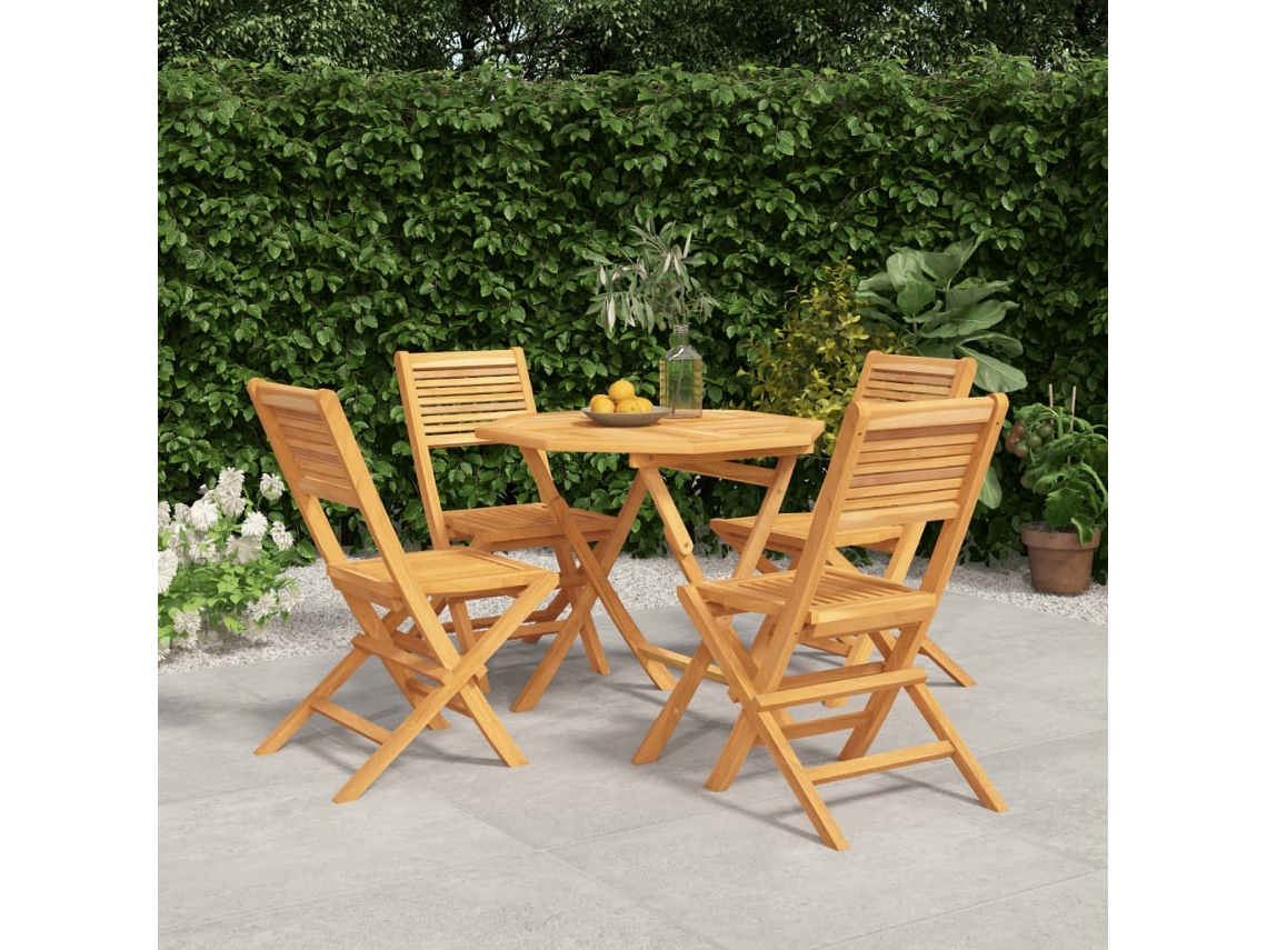 Juego de comedor de jardín de 5 piezas de madera maciza de teca Dkd Home Decor